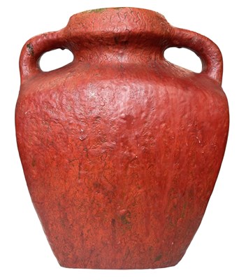 Lot 105 - WEST GERMAN POTTERY MAKER - 1960S TEXTURED RED VASE