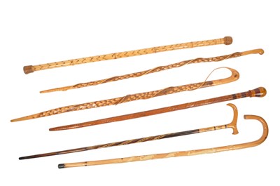 Lot 238 - COLLECTION OF SIX VINTAGE 20TH CENTURY CARVED WALKING STICKS
