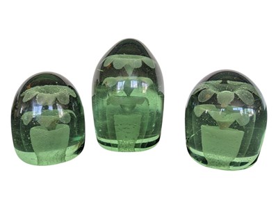 Lot 10 - THREE 19TH CENTURY VICTORIAN NAILSEA GLASS DUMP PAPERWEIGHTS