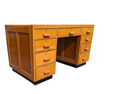 Lot 841 - 1930S ART DECO AIR MINISTRY TYPE TWIN PEDESTAL WRITING DESK