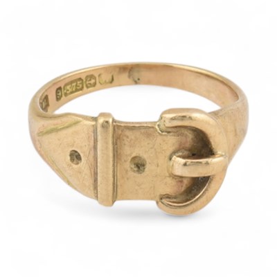 Lot 330 - HALLMARKED 9CT GOLD BUCKLE RING