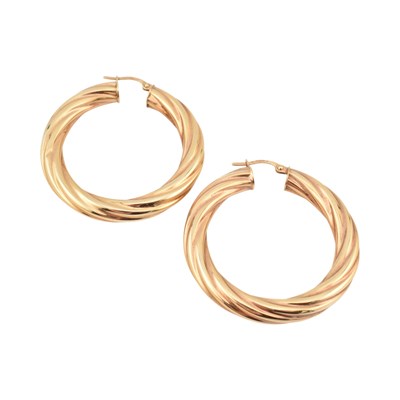 Lot 175 - PAIR OF LARGE HALLMARKED 9CT GOLD ITALIAN HOOP EARRINGS
