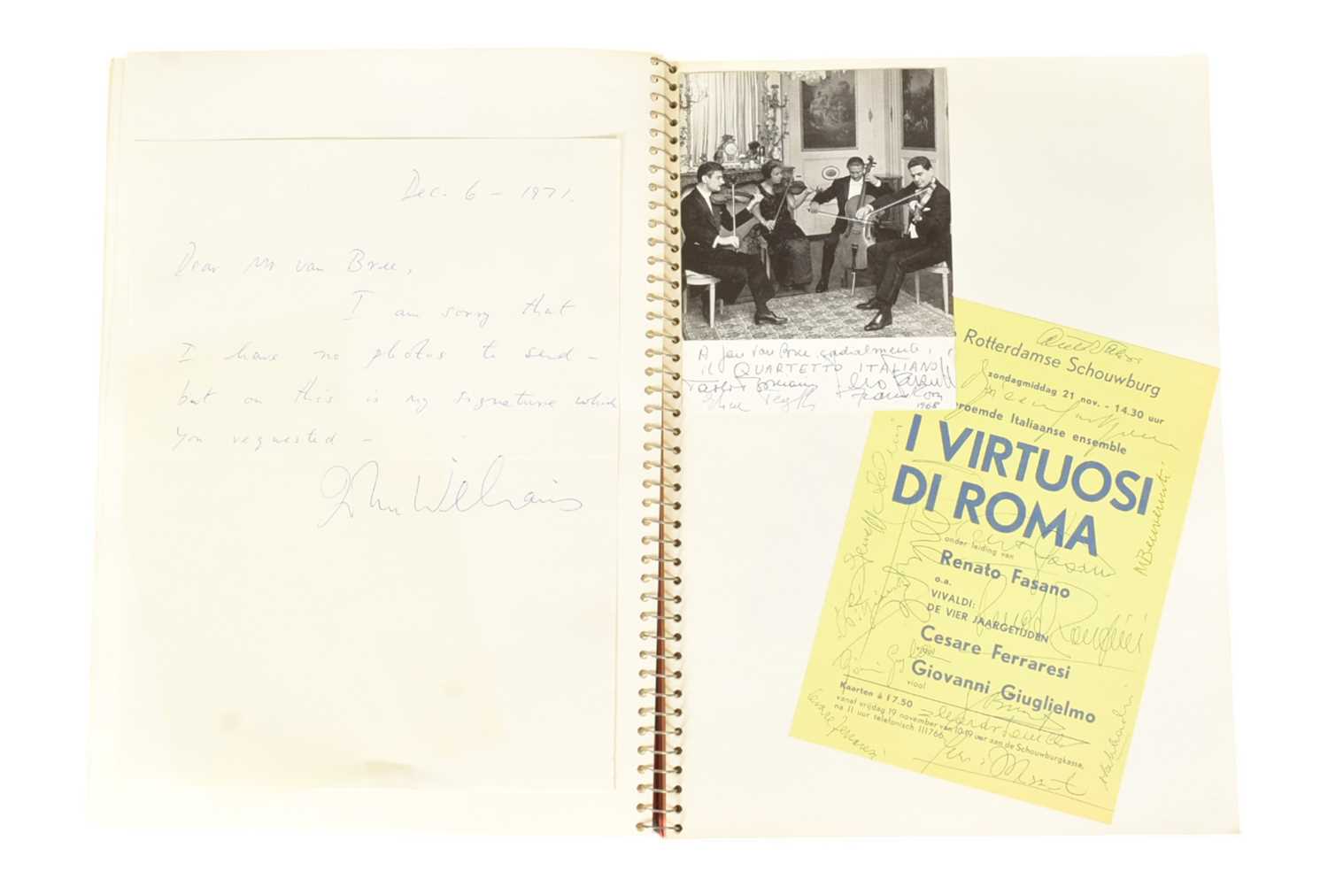 Lot 189 - MUSICIANS - LARGE ALBUM OF MID-CENTURY MUSICIAN AUTOGRAPHS