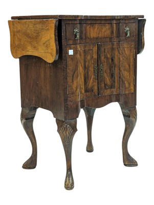 Lot 731a - QUEEN ANNE REVIVAL WALNUT DROP LEAF PEDESTAL BEDSIDE CABINET