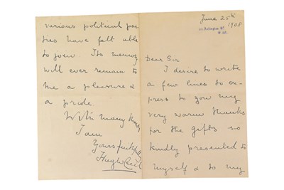 Lot 139 - POLITICS - LORD HUGH CECIL - ALS, 1908