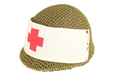 Lot 400 - WWII SECOND WORLD WAR US M1 HELMET WITH MEDICS ARMBAND