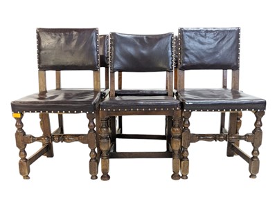 Lot 732a - 6 1920S CROMWELLIAN OAK & LEATHER DINING CHAIRS