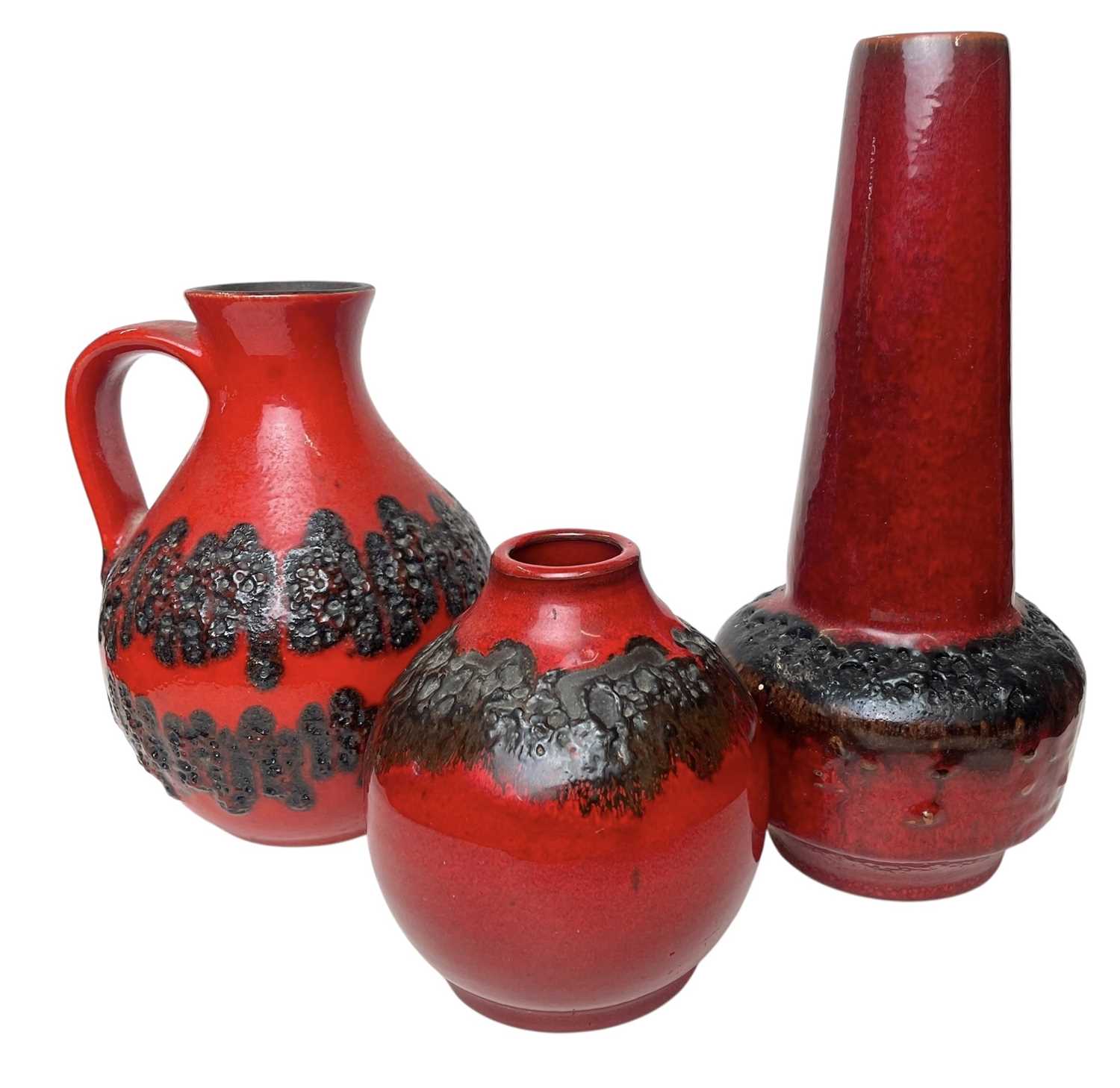 Lot 40 - WEST GERMAN POTTERY - THREE 1960S FAT LAVA VASES