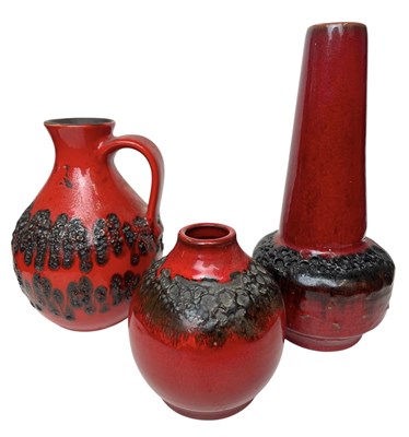 Lot 40 - WEST GERMAN POTTERY - THREE 1960S FAT LAVA VASES