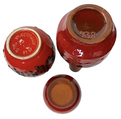 Lot 40 - WEST GERMAN POTTERY - THREE 1960S FAT LAVA VASES