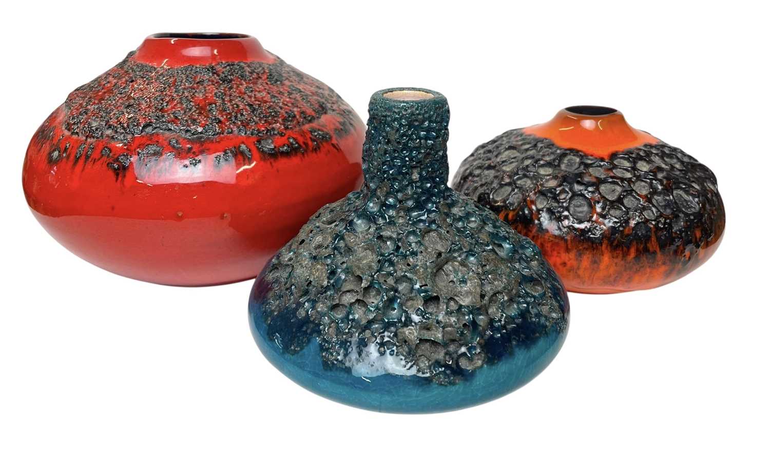 Lot 6 - WEST GERMAN POTTERY - THREE 1960S FAT LAVA VASES