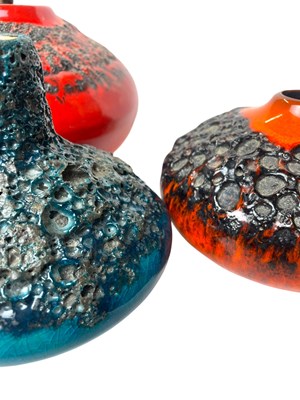 Lot 6 - WEST GERMAN POTTERY - THREE 1960S FAT LAVA VASES