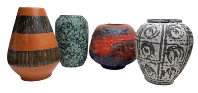Lot 104 - WEST GERMAN POTTERY - FOUR 1960S FAT LAVA VASES