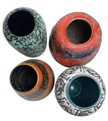 Lot 104 - WEST GERMAN POTTERY - FOUR 1960S FAT LAVA VASES