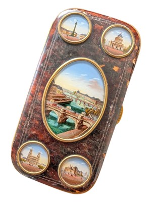 Lot 277 - 19TH CENTURY TORTOISESHELL GRAND TOUR CIGARETTE / CARD CASE