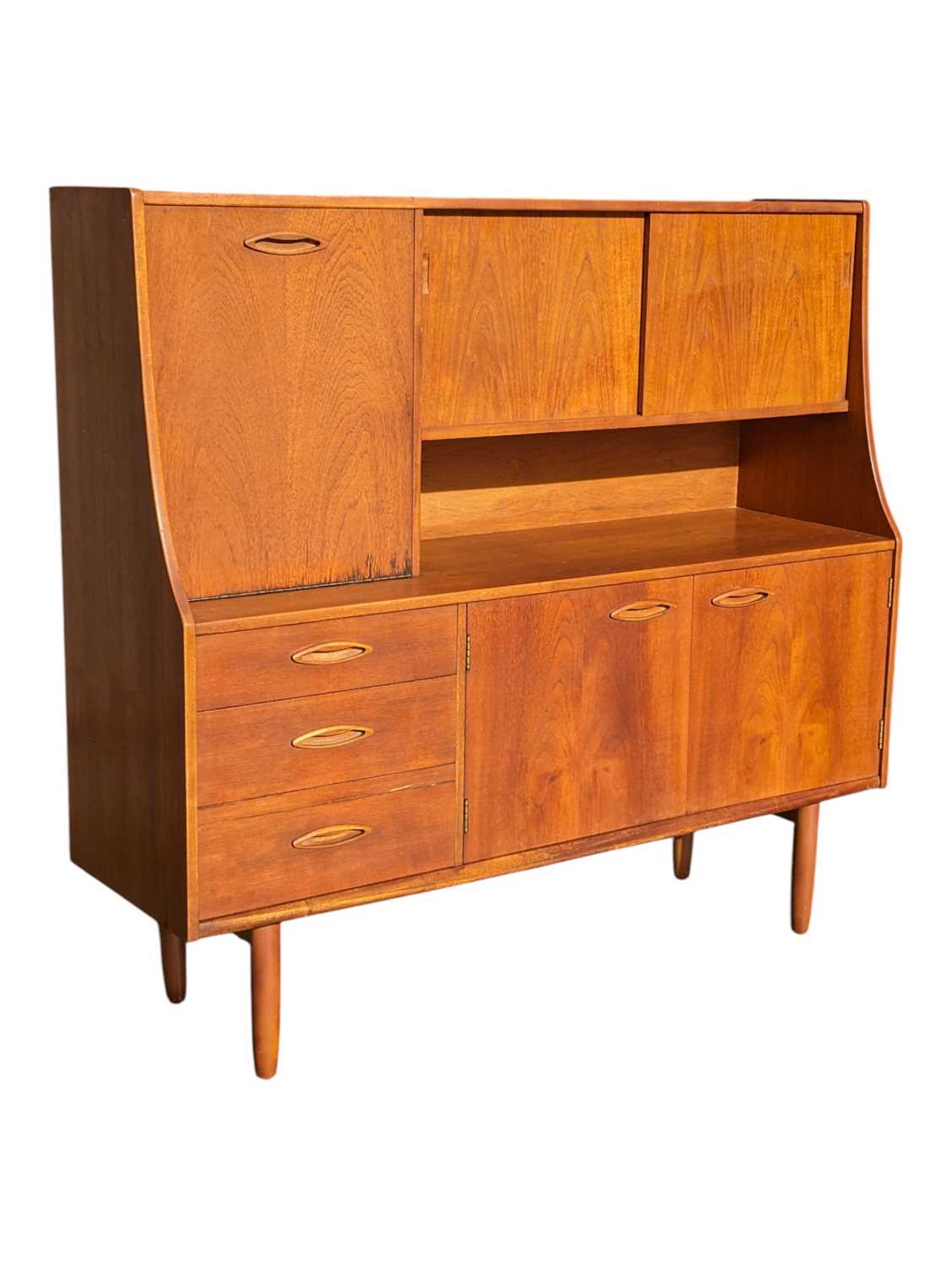 Lot 582 - JENTIQUE FURNITURE- MID CENTURY TEAK HIGHBOARD SIDEBOARD