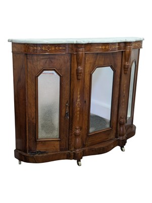 Lot 778 - VICTORIAN 19TH CENTURY WALNUT SERPENTINE CREDENZA SIDEBOARD