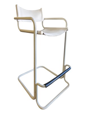 Lot 808a - MART STAM BAUHAUS MANNER - MID CENTURY WHITE CANTILEVER BAR / BREAKFAST STOOL