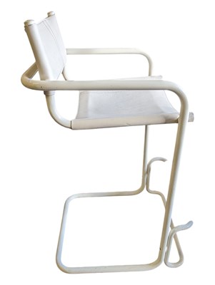 Lot 808 - MART STAM BAUHAUS MANNER - MID CENTURY WHITE CANTILEVER BAR / BREAKFAST STOOL