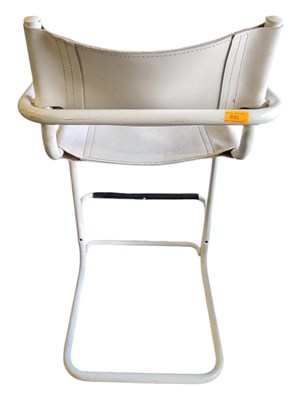 Lot 808 - MART STAM BAUHAUS MANNER - MID CENTURY WHITE CANTILEVER BAR / BREAKFAST STOOL