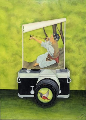 Lot 175 - DAVOUD ZAHED (1936-1992) - UNTITLED SURREALIST ACRYLIC ON CANVAS PAINTING