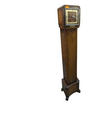 Lot 718a - ART DECO 20TH CENTURY OAK GRANDDAUGHTER LONG CASE CLOCK