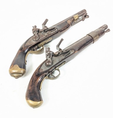 Lot 80 - TWO 19TH CENTURY NEW LAND PATTERN FLINTLOCK PISTOLS