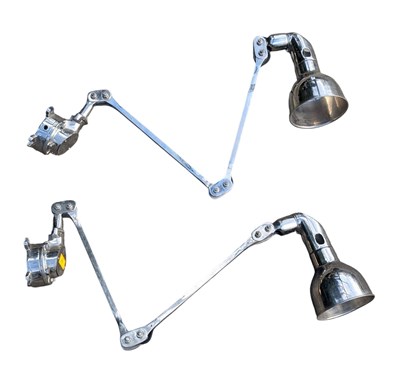 Lot 327 - MEK ELEK PAIR OF RETRO 20TH CENTURY INDUSTRIAL CHROME METAL WALL LIGHTS