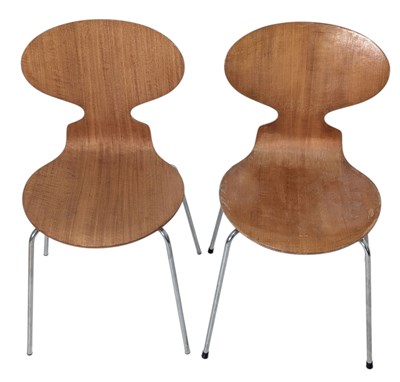 Lot 350 - ARNE JABONSEN FOR FRITZ HANSEN - FOUR 1976 DANISH 'ANT' PLYWOOD CHAIRS
