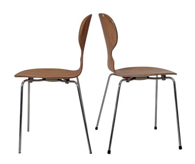 Lot 350 - ARNE JABONSEN FOR FRITZ HANSEN - FOUR 1976 DANISH 'ANT' PLYWOOD CHAIRS
