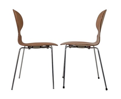 Lot 350 - ARNE JABONSEN FOR FRITZ HANSEN - FOUR 1976 DANISH 'ANT' PLYWOOD CHAIRS
