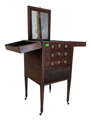 Lot 771 - 18TH CENTURY GEORGE III MAHOGANY PEDESTAl WASHSTAND WITH MIRROR