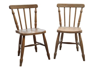 Lot 784 - NEAR PAIR OF 19TH CENTURY BEECH & ELM WINDSOR CHAIRS
