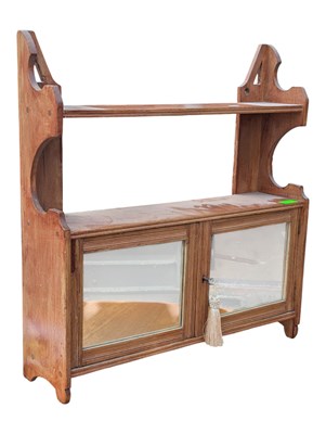 Lot 782 - EDWARDIAN MAHOGANY WALL MOUNTED MEDICINE SHELF CABINET