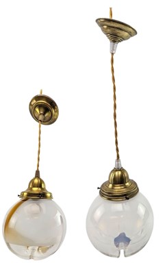 Lot 380 - PAIR OF ITALIAN MAZZEGA MID CENTURY VENETIAN GLASS CEILING PENDANT LIGHTS