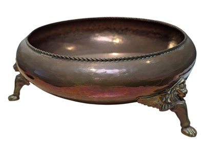 Lot 304 - DRYAD LESTER - EARLY 20TH CENTURY ARTS & CRAFTS COPPER FOOTED BOWL