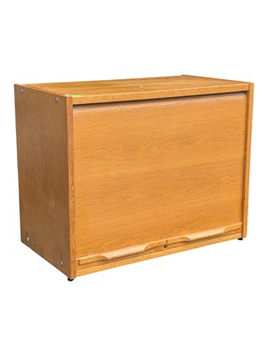 Lot 809a - MID CENTURY GERMAN OAK TAMBOUR FRONTED CABINET
