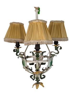 Lot 747 - VINTAGE 20TH CENTURY CONTINENTAL TOLEWARE CEILING LIGHT