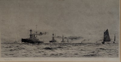Lot 457 - WILLIAM LIONEL WYLLIE (1851-1931) - SIGNED ETCHING ON PAPER PAINTING