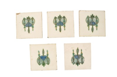 Lot 105 - FIVE ENGLISH 19TH CENTURY ART NOUVEAU STYLE CERAMIC TILES
