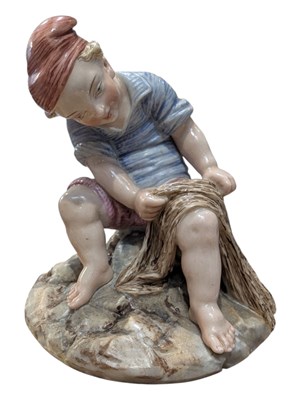 Lot 106 - ROYAL WORCESTER - 19TH CENTURY PORCELAIN FISHERMAN BOY FIGURE