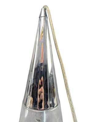 Lot 406 - PAIR OF ITALIAN IDEAL LUX MID CENTURY CHROME & GLASS CONICAL CEILING PENDANT LIGHTS