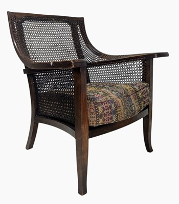 Lot 316 - HIGH GEORGIAN REVIVAL MAHOGANY & RATTAN BERGERE LIBRARY ARMCHAIR
