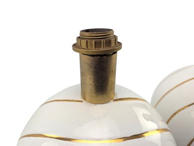 Lot 233 - PAIR OF 20TH CENTURY ITALIAN WHITE CERAMIC BALL LAMPS