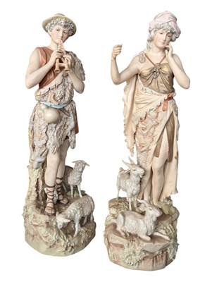 Lot 121 - ROYAL DUX BOHEMIA - TWO 20TH CENTURY PORCELAIN SHEPHERD FIGURES