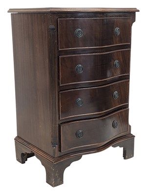 Lot 766 - QUEEN ANNE REVIVAL SERPENTINE FRONT MAHOGANY CHEST OF DRAWERS