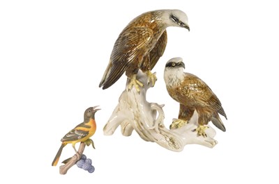Lot 135 - KARL ENS - VINTAGE 20TH CENTURY EAGLE FIGURINE W/ ANOTHER GERMAN EXAMPLE