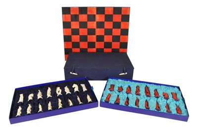 Lot 326 - MID CENTURY CHINESE CARVED BONE BIRD CHESS SET