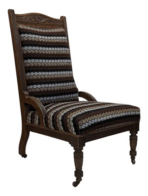 Lot 767 - VICTORIAN 19TH CENTURY CARVED MAHOGANY LOW LADIES CHAIR