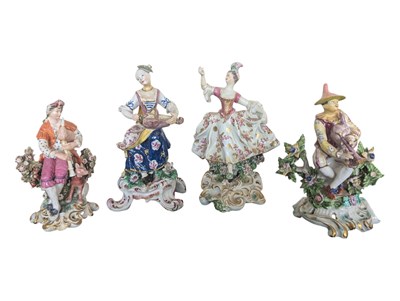 Lot 136 - FOUR 18TH CENTURY PORCELAIN MUSICIAN FIGURES
